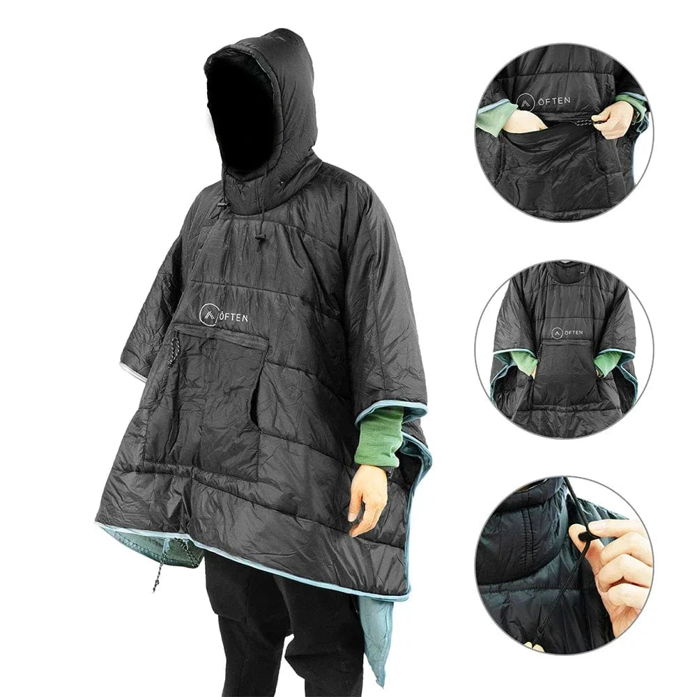 Often Accessories Black / Light Gray Often Alaska Waterproof Outdoor Poncho / Sleeping Bag