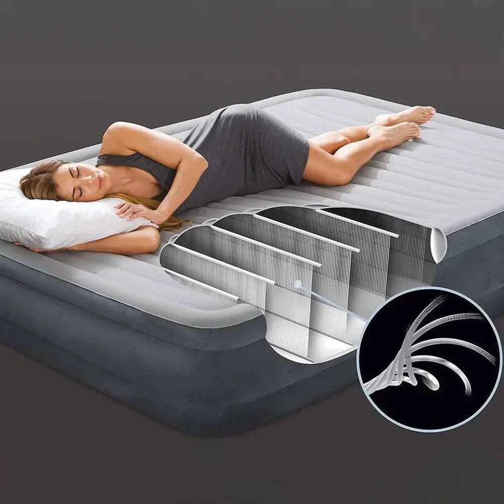 Often Accessories Intex High Quality Plush Inflatable Mattress Built-In Electric Pump (Double Bed)