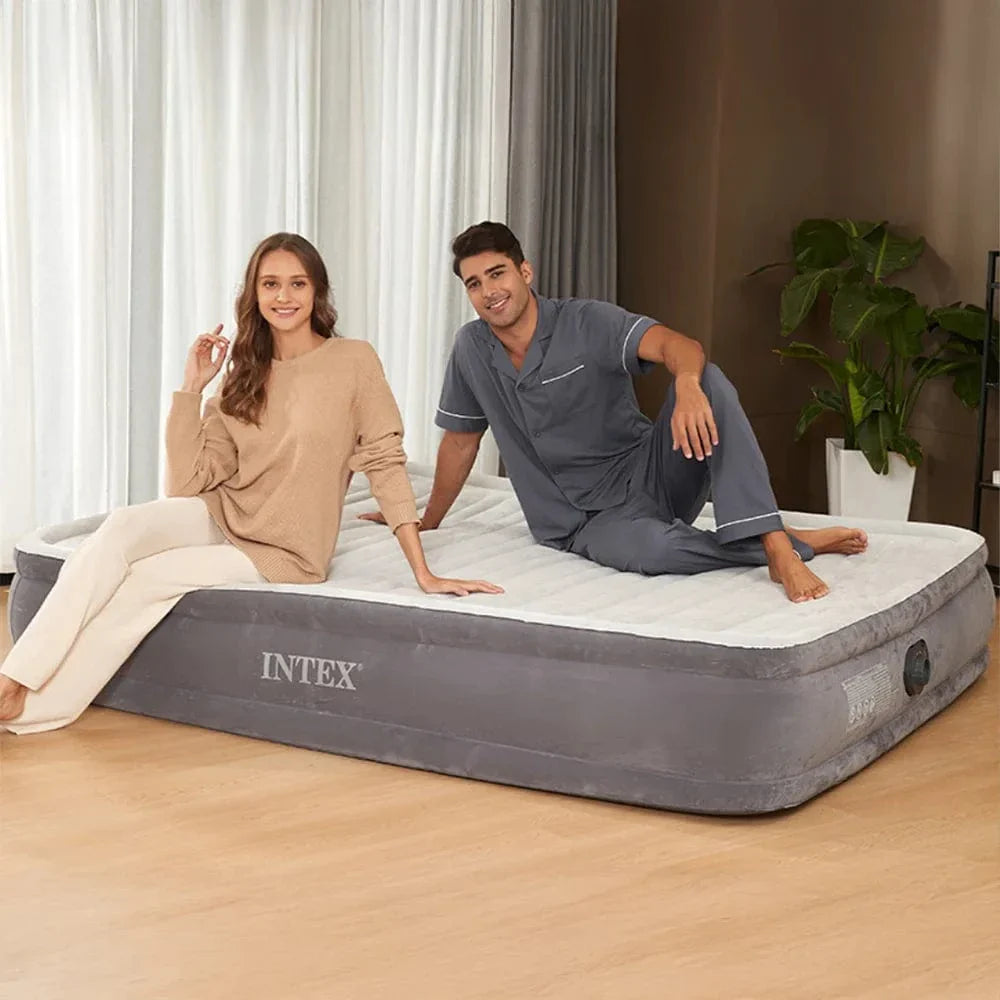 Often Accessories Intex High Quality Plush Inflatable Mattress Built-In Electric Pump (Double Bed)