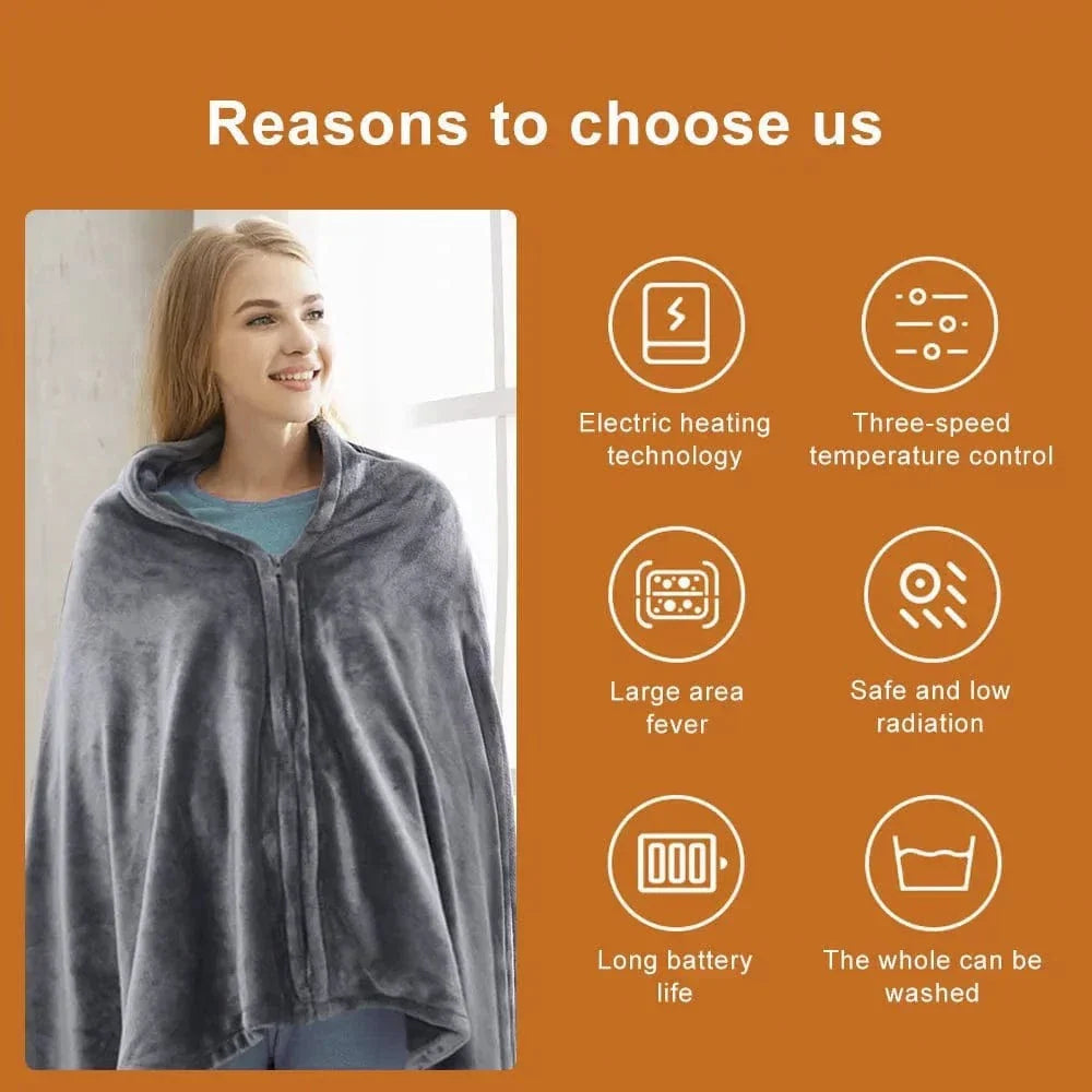 Often Accessories Often Heated Polar Poncho Cape Blanket