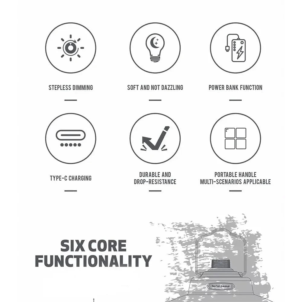 Often Accessories Often Outdoor USB Rechargeable Power Bank Smart Dimmer Retro Lamp (Large Size)