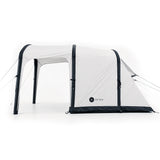 Often Sunday tent from the side with the front canopy awning extended on its support poles