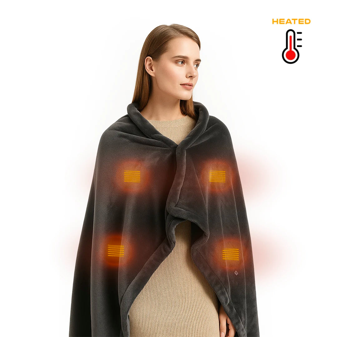 Often Heated Polar Poncho Cape Blanket