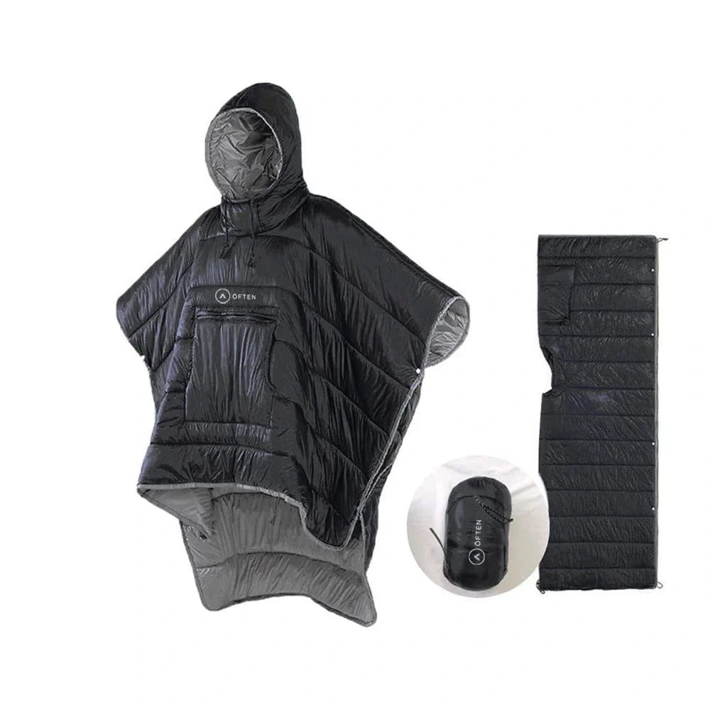 Often Accessories Black / Light Gray Often Alaska Waterproof Outdoor Poncho / Sleeping Bag