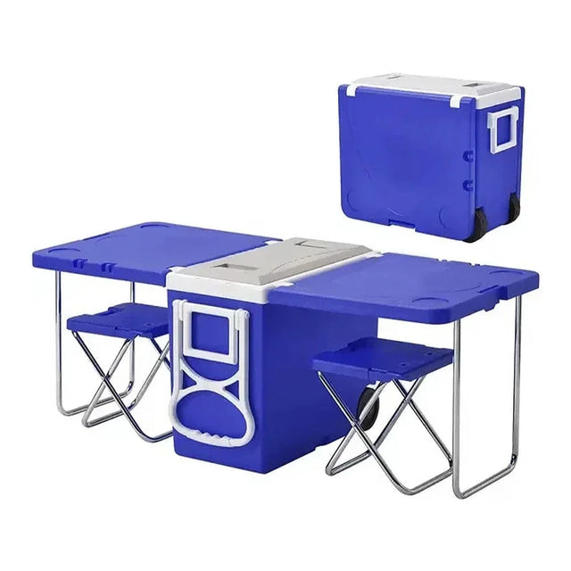 Often Accessories Blue Often Multifunctional Portable Cart Wing Cooler With Folding Table and Chairs