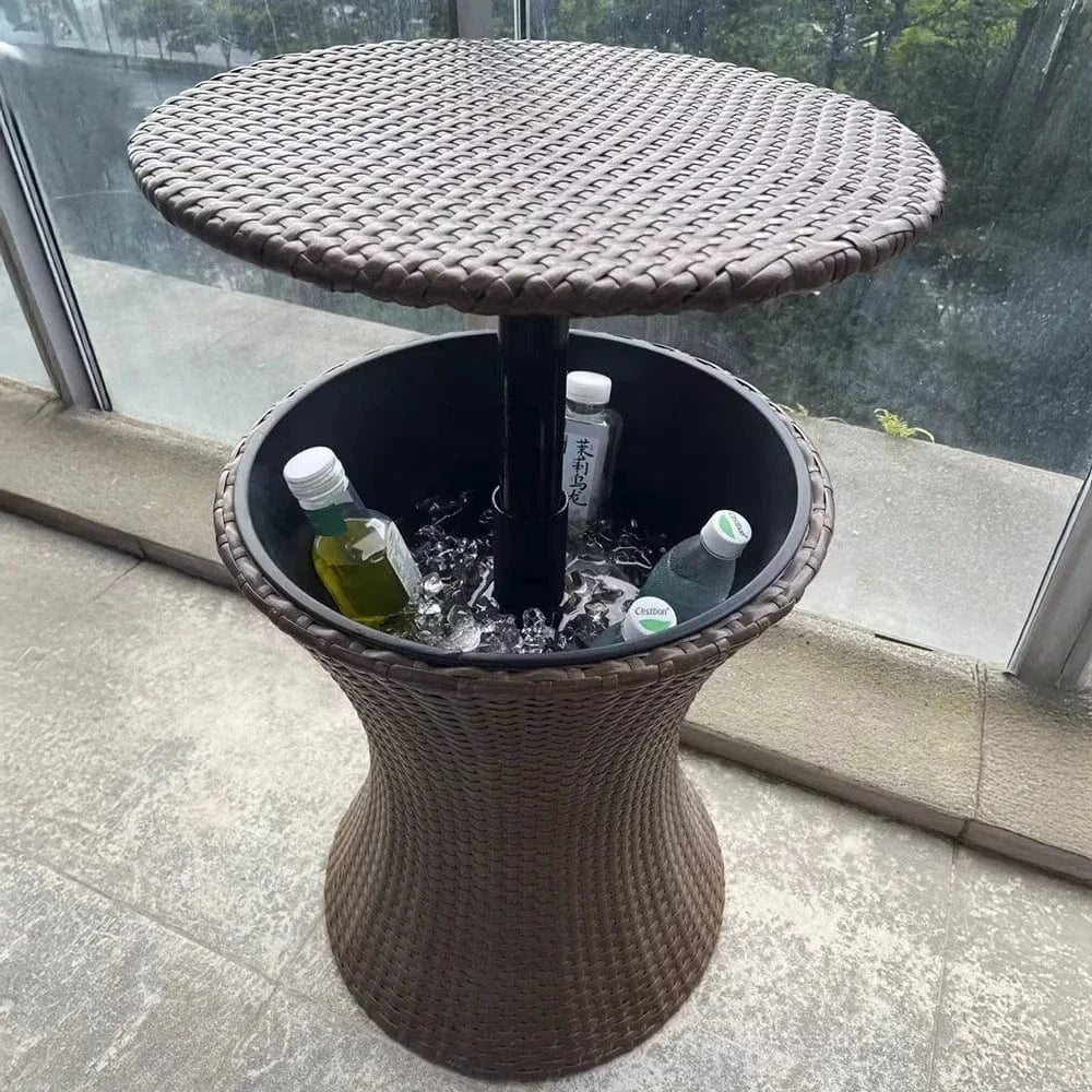 Often Accessories Often Multifunctional Deluxe Pop-up Rattan Cooler Adjustable Bar Table