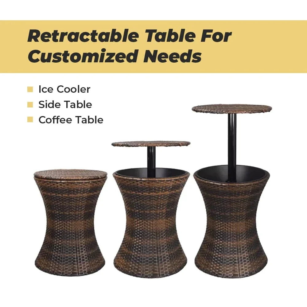 Often Accessories Often Multifunctional Deluxe Pop-up Rattan Cooler Adjustable Bar Table