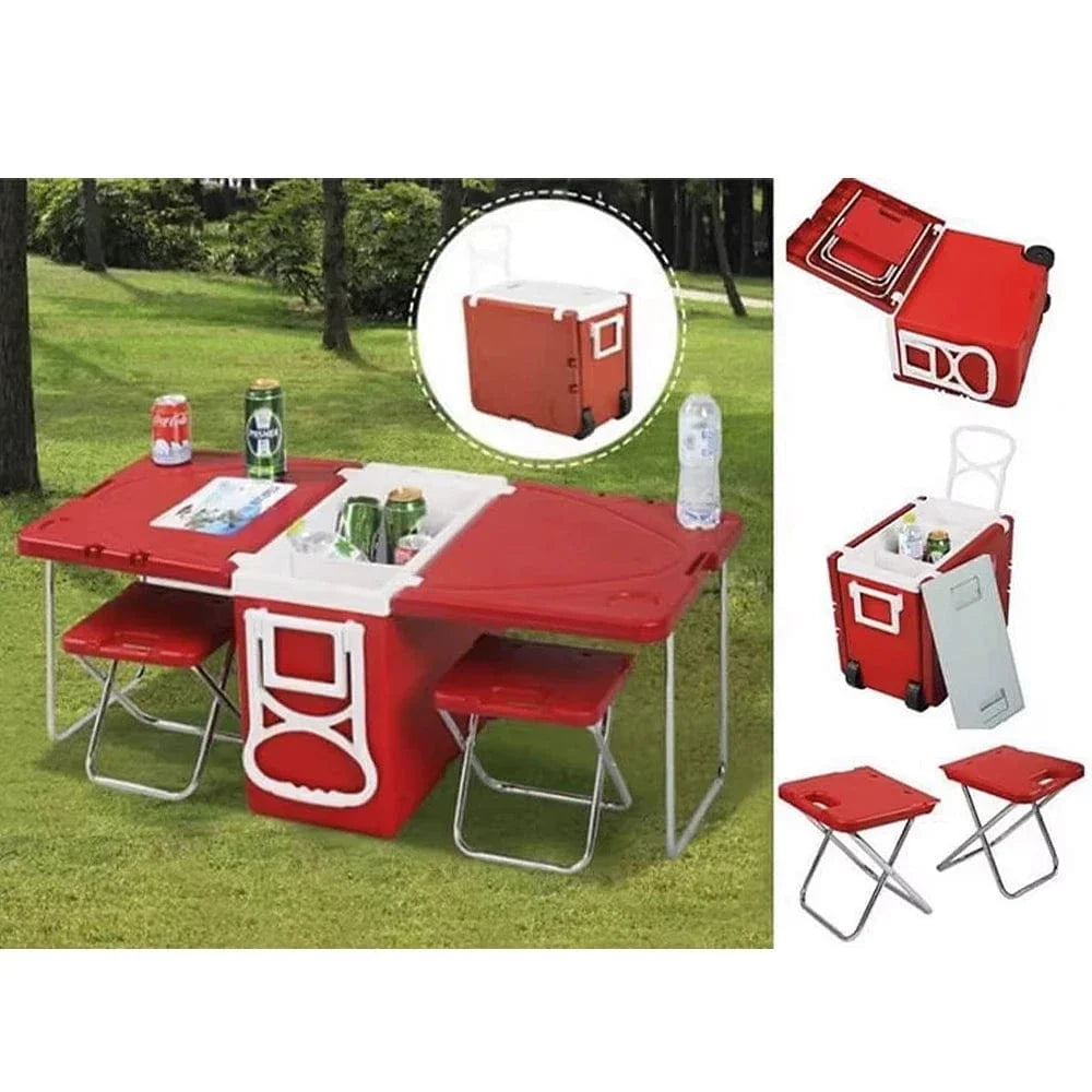 Often Accessories Often Multifunctional Portable Cart Wing Cooler With Folding Table and Chairs