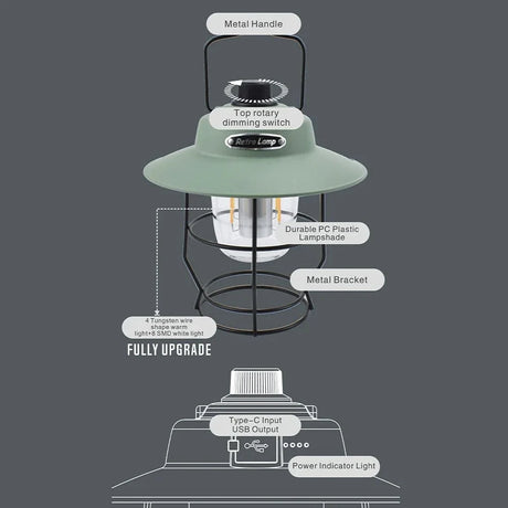 Often Accessories Often Outdoor USB Rechargeable Power Bank Smart Dimmer Retro Lamp (Large Size)