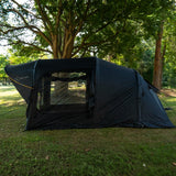 Often Raven pitched on grass with the side mesh window open for airflow